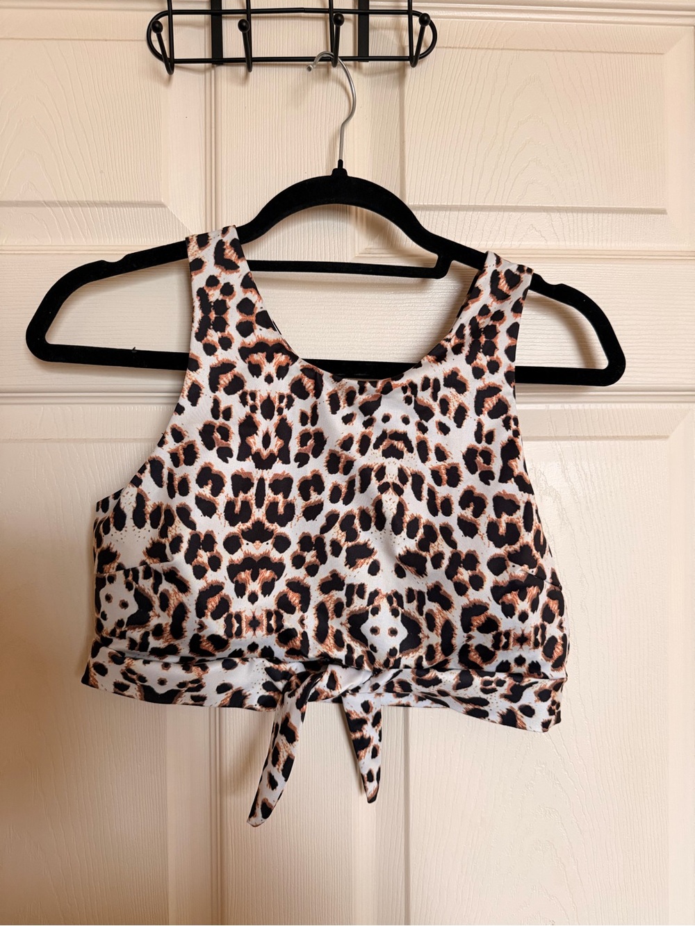 Leopard Print Tie Front Sports Bra Crop Top Size Medium